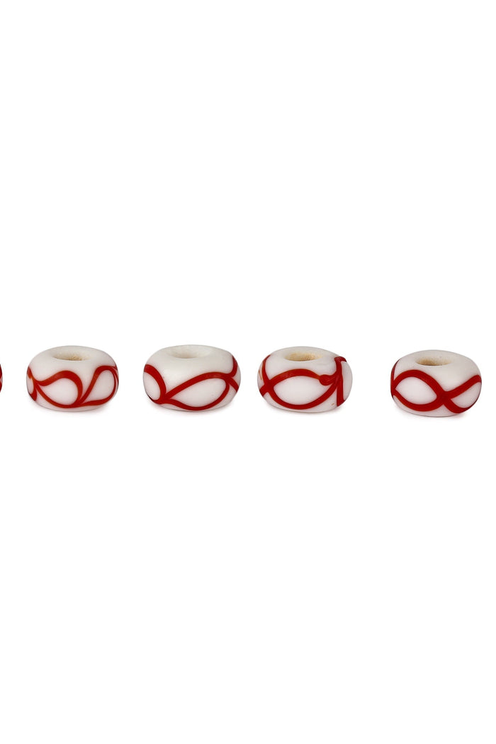 Viking glass bead Eidem (Vega, Norway), white, 5 pieces