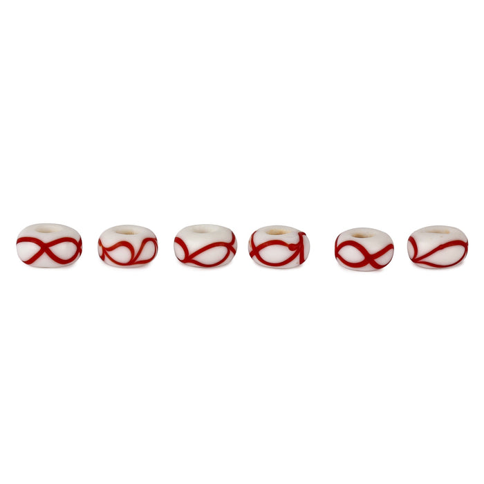 Viking glass bead Eidem (Vega, Norway), white, 5 pieces