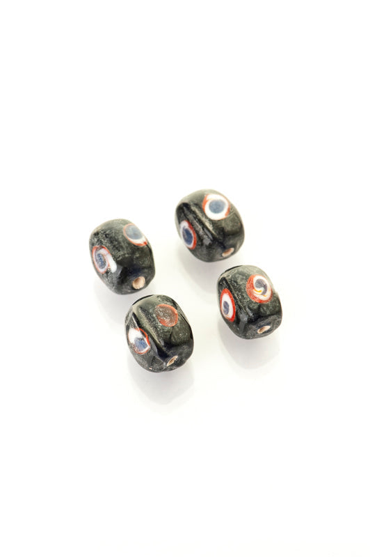 Viking glass bead Elli, black, 5 pieces