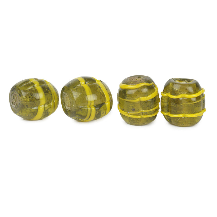 Viking glass bead melon shape, green, 5 pieces