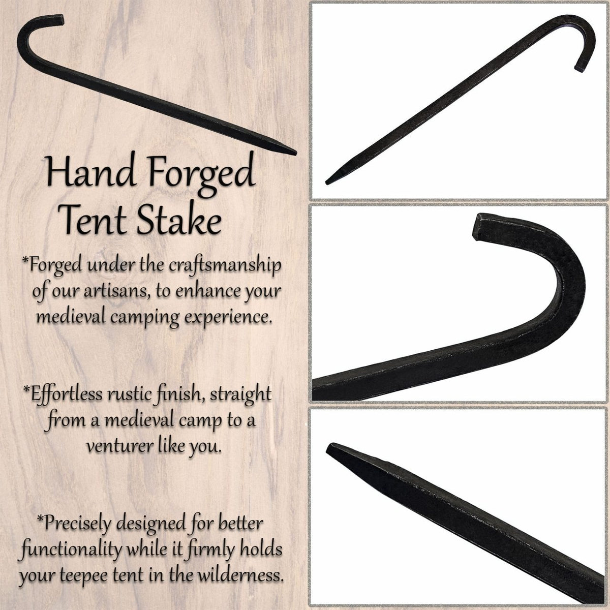 Hand-forged iron tent peg