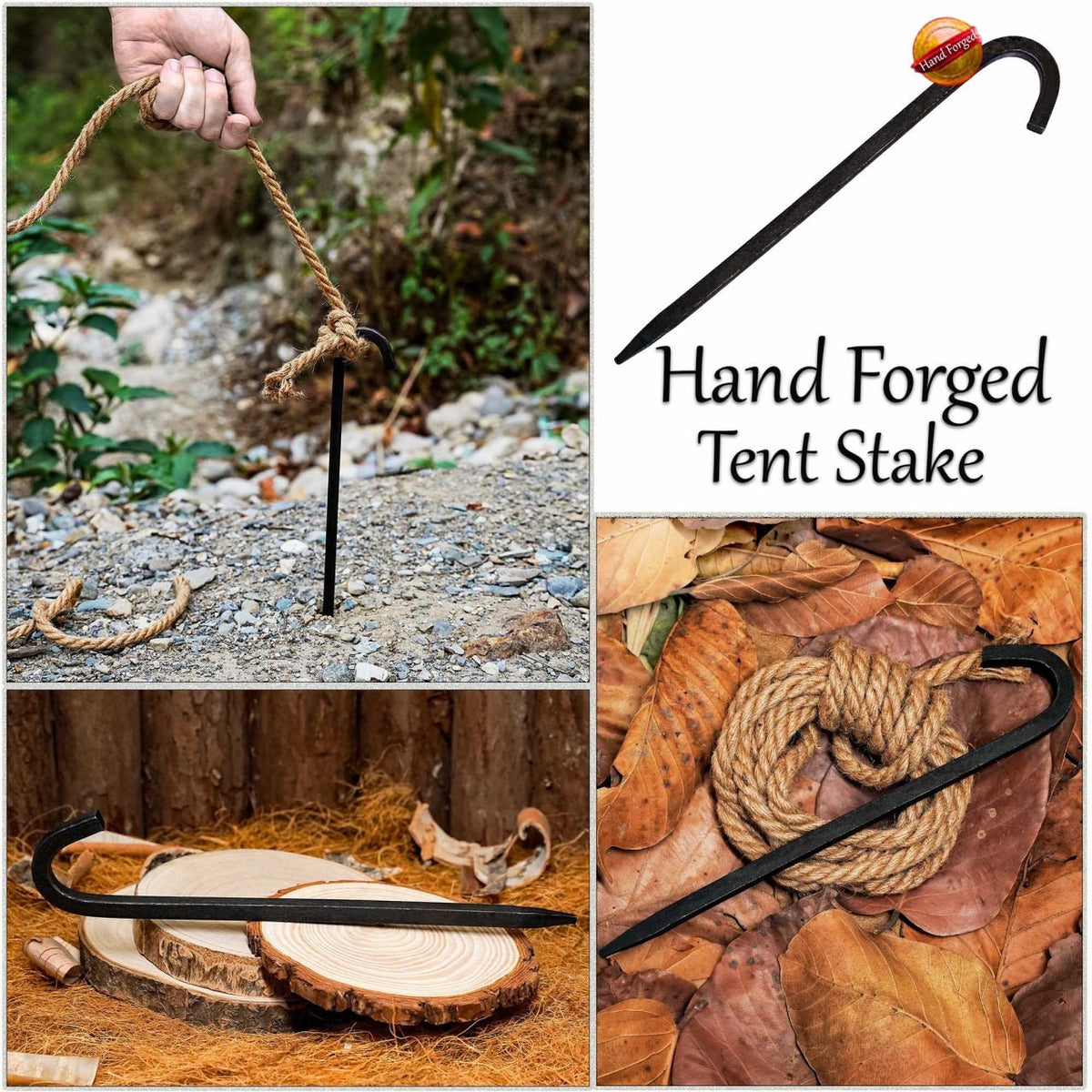 Hand-forged iron tent peg