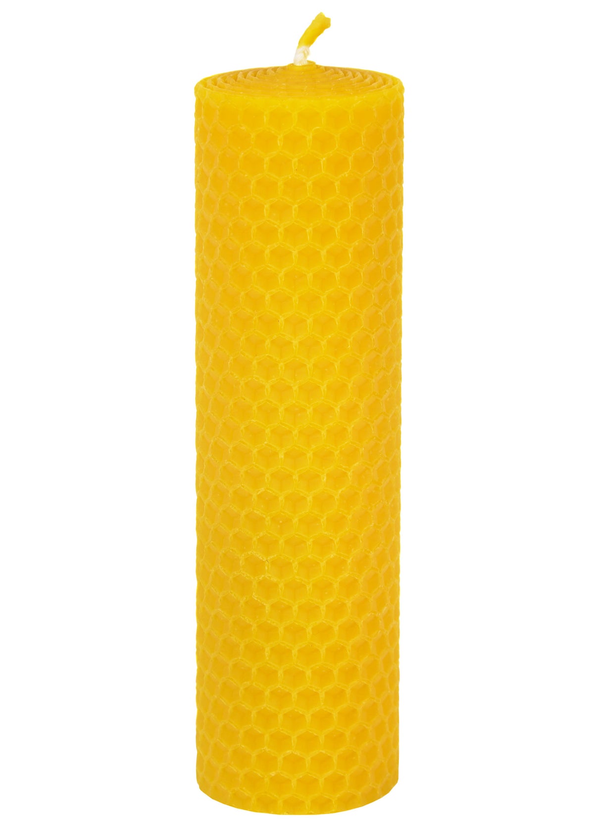 Bijenwas kaars, honingraatmotief, gerold, 10 x 4 cm, ca. 6 uur brandtijd