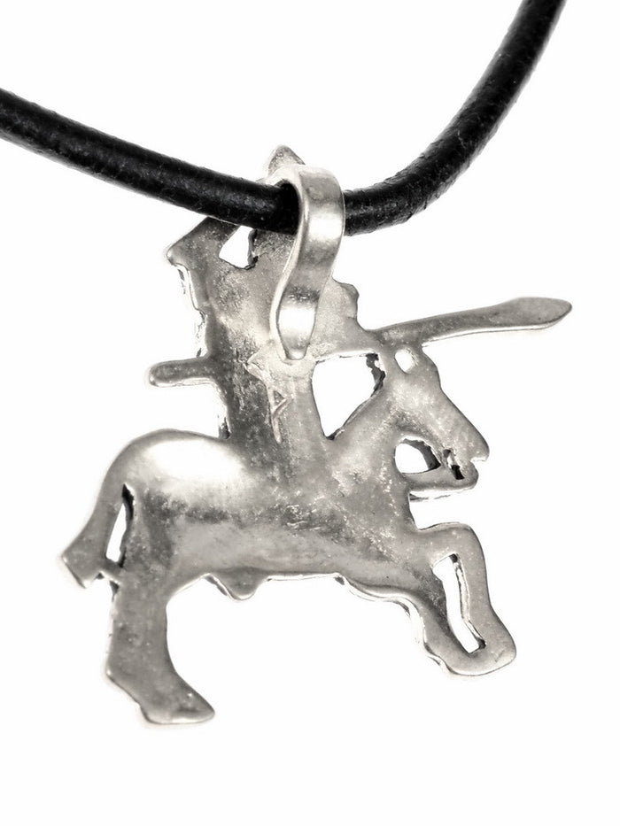 Medieval tournament knight pendant, 14th century, silvered bronze