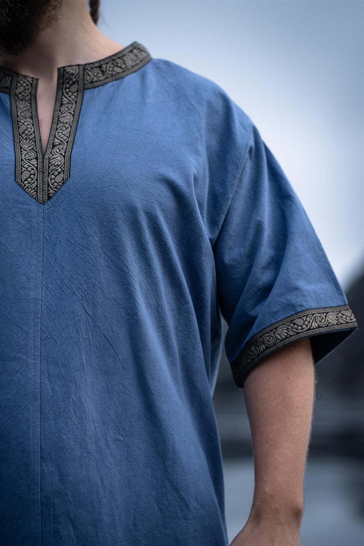 Celtic tunic, short sleeves, light blue