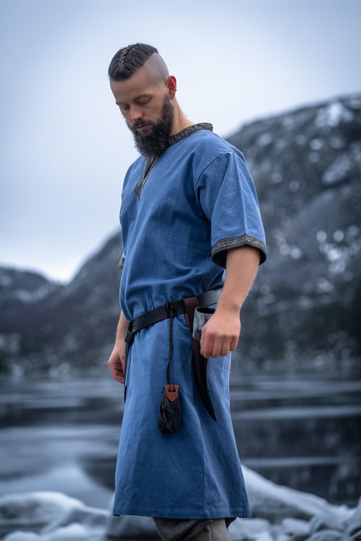 Celtic tunic, short sleeves, light blue