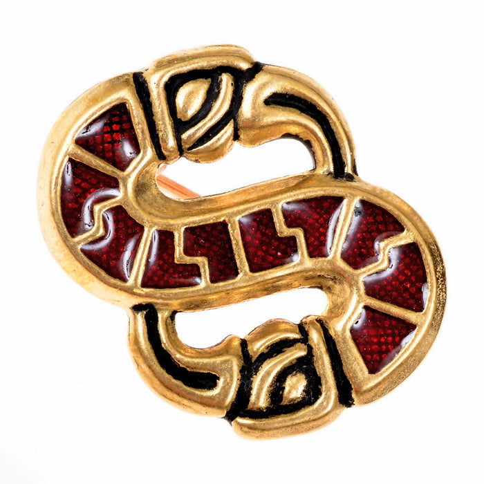 Langobardische S-fibula, verzilverd brons