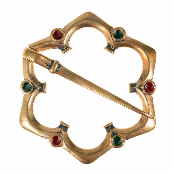 Large medieval furpan with glass inlay, silvered bronze