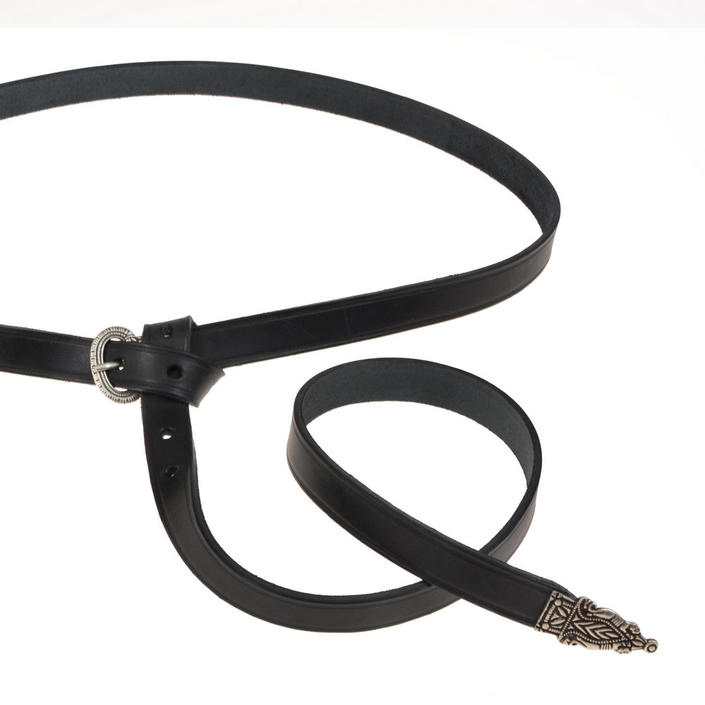Late Roman belt with strap tongue, brown leather, brass