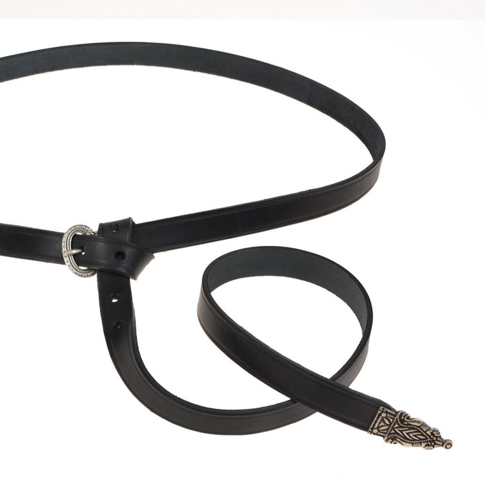 Late Roman belt with strap tongue, brown leather, brass