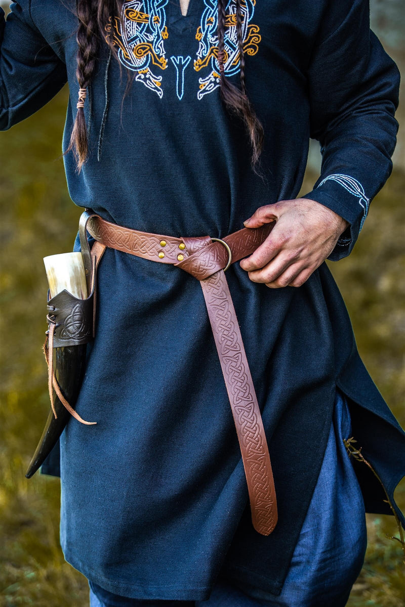 Keltisk bælte med ringlukning, brun