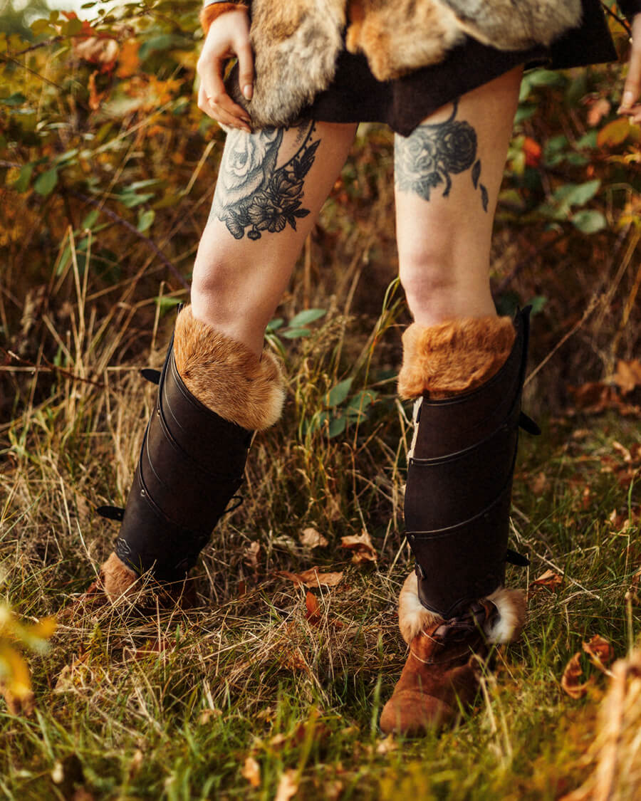 Leren beenpantser Lilith, zwart