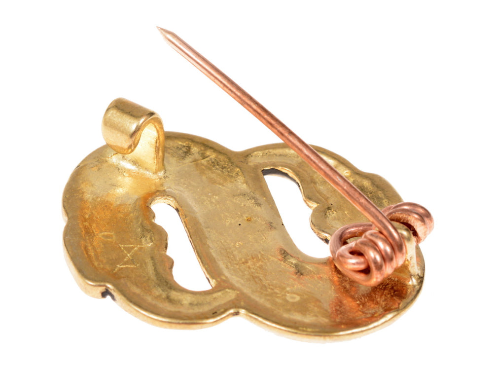 Langobardische S-fibula, verzilverd brons