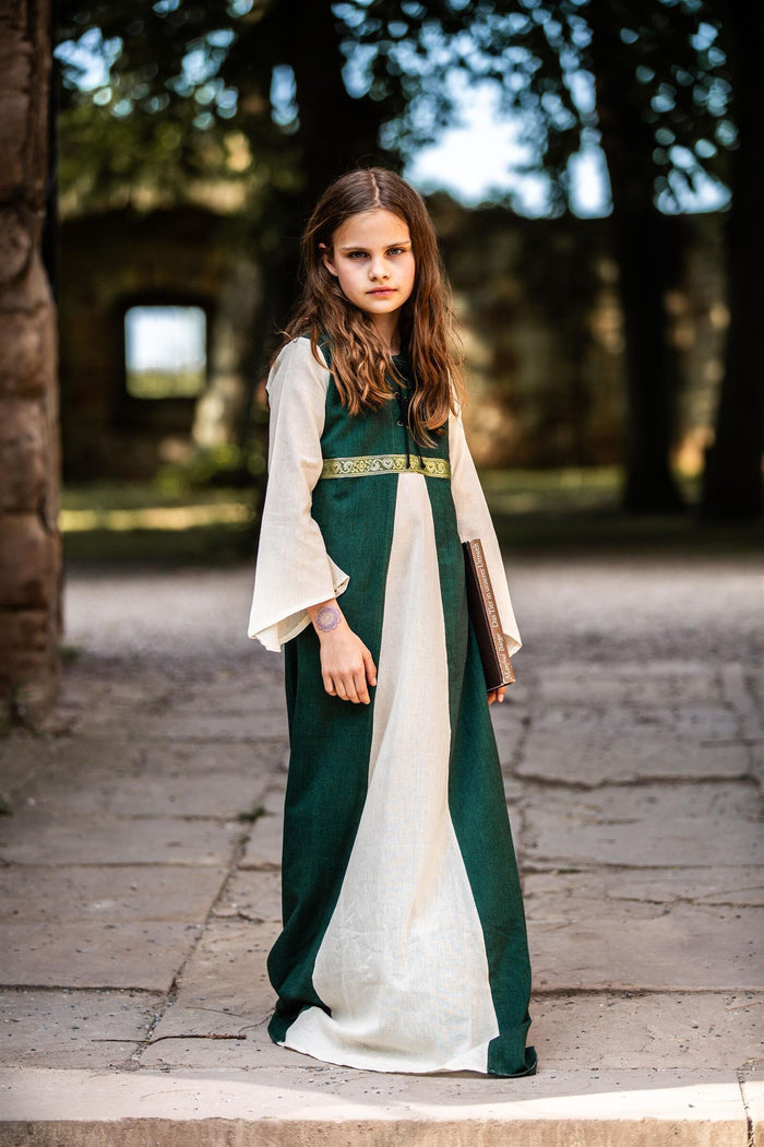 Girl's dress Ariane green-white