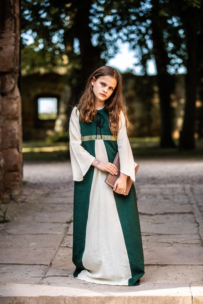 Girl's dress Ariane green-white