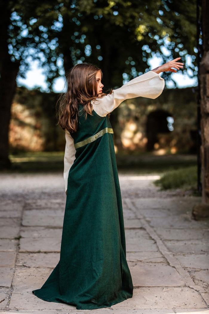 Girl's dress Ariane green-white