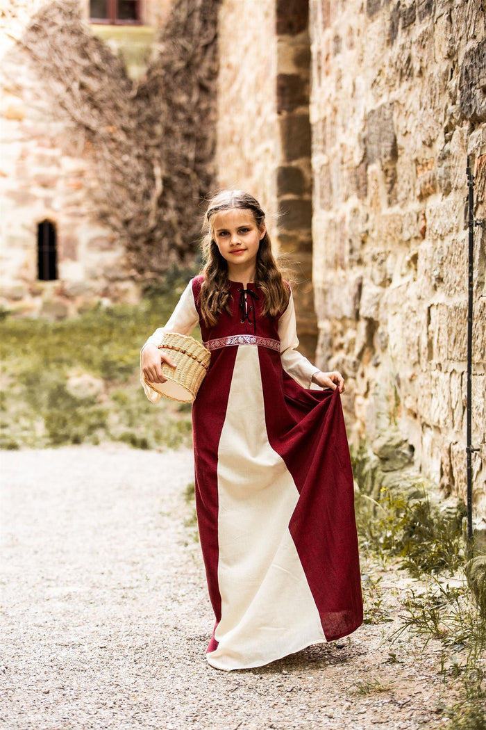 Girl's dress Ariane red-white