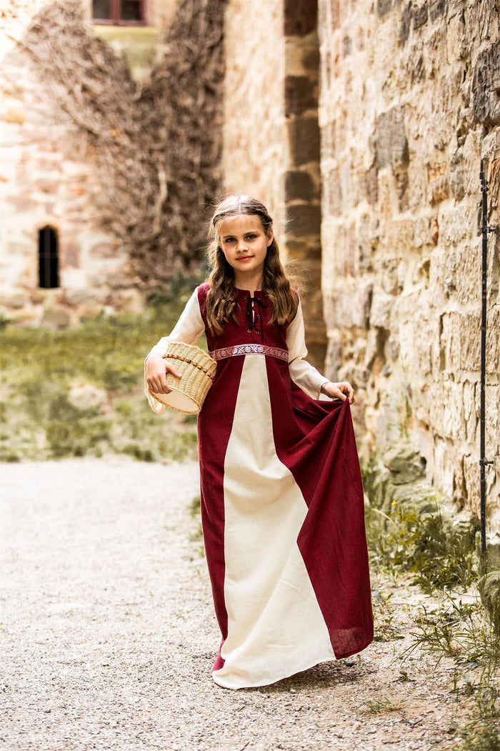 Girl's dress Ariane red-white