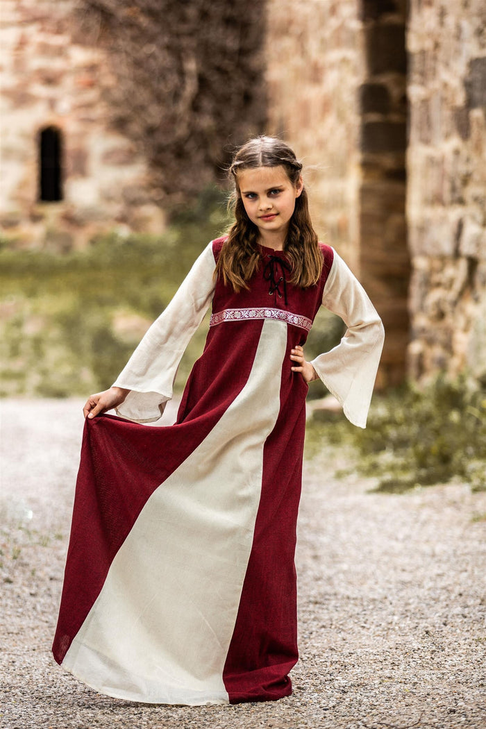 Girl's dress Ariane red-white