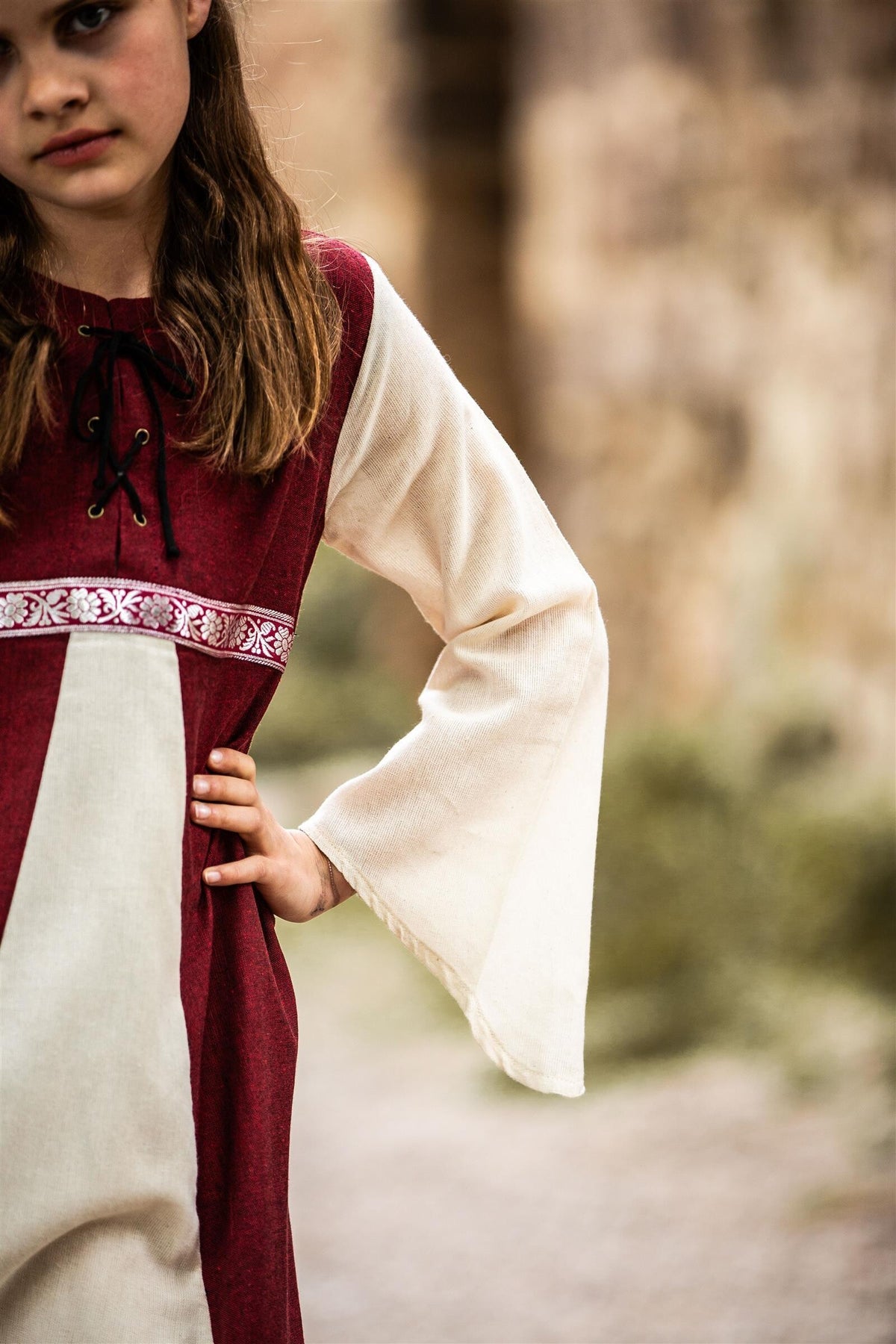 Girl's dress Ariane red-white