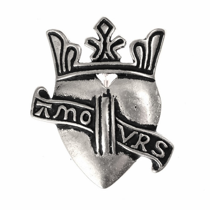 Pilgrim sign crowned heart 'Amours' Valenciennes, 14th century, bronze