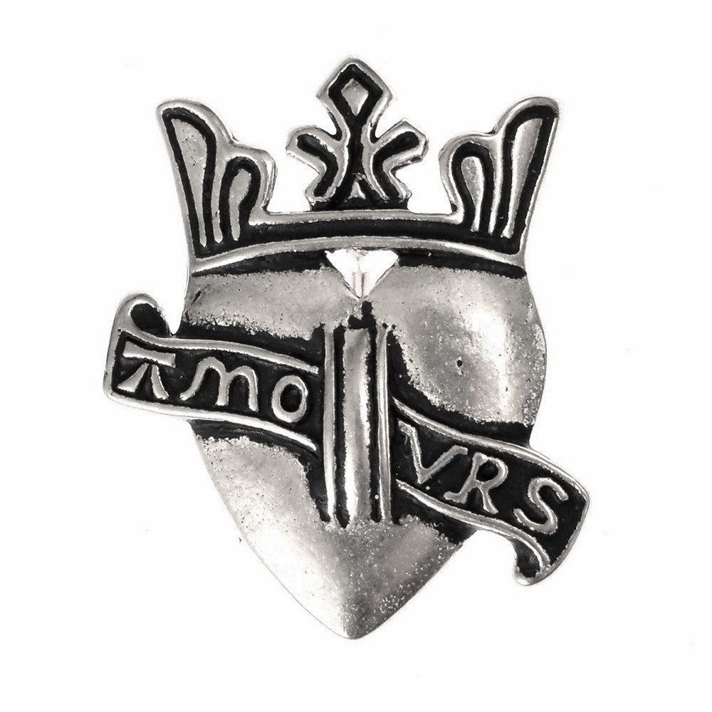 Pilgrim sign crowned heart 'Amours' Valenciennes, 14th century, bronze
