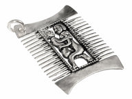 Medieval comb with loving couple, Bruges, 14th century, silvered bronze