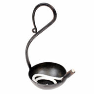 Forged oil lamp, long handle, medieval, iron