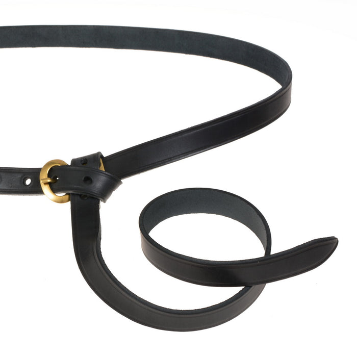 Alemannenriem Niederstotzingen, black leather, silver plated brass