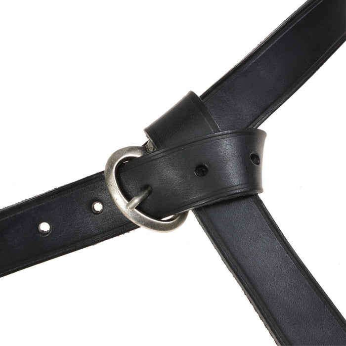 Merovingian belt with strap tongue and fittings, black leather, silver plated brass