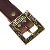 Medieval belt 'Erik of Pomerania', brown leather, brass