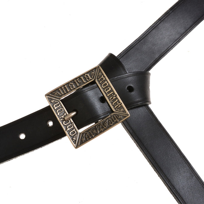 Medieval belt 'Erik of Pomerania', brown leather, brass