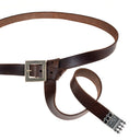 Medieval belt 'Erik van Pommeren' with strap tongue, brown leather, silver plated brass