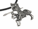 Medieval tournament knight pendant, 14th century, silvered bronze