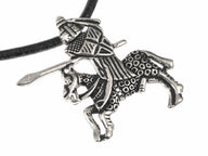 Medieval tournament knight pendant, 14th century, silvered bronze