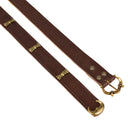 Medieval belt with strap tongue and fittings, around 1200, brown leather, brass
