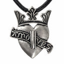 Medieval pendant crowned heart 'Amours' Valenciennes, 14th century, silvered bronze