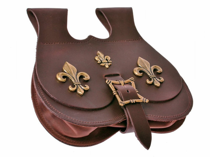 Kidney bag Fleur-de-Lys, late medieval, brown