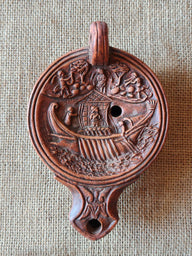 Roman oil lamp Odysseus and the sirens