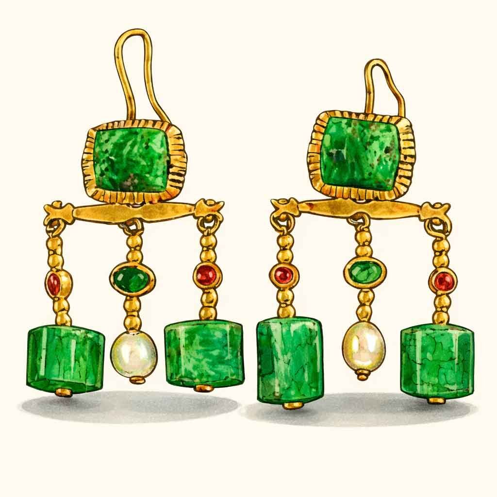 Roman earrings Calpurnia, achaat and pearl