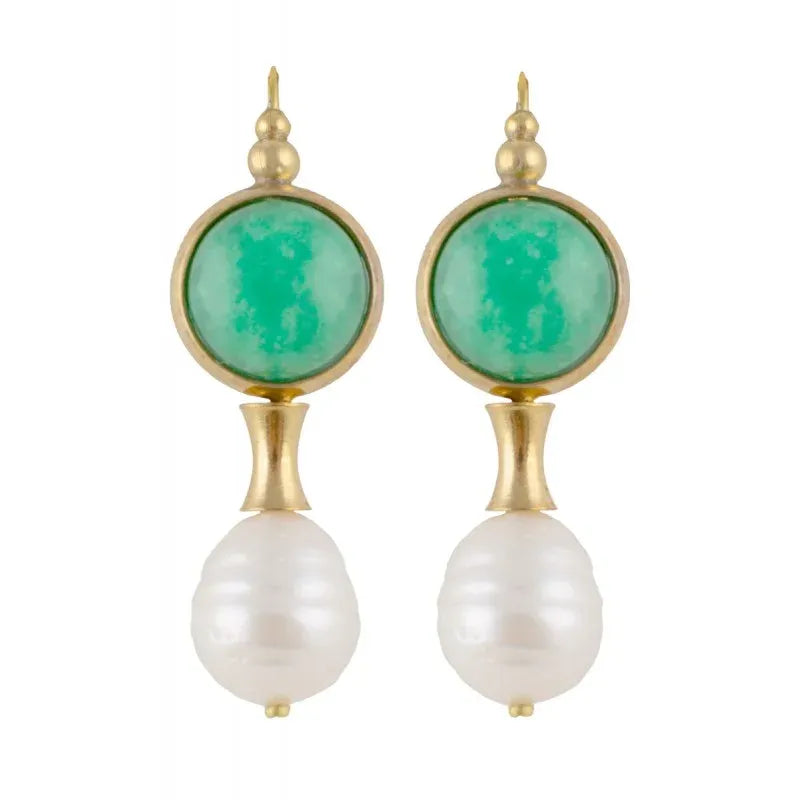 Roman earrings Faustina, aventurine and pearl