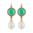Roman earrings Faustina, aventurine and pearl