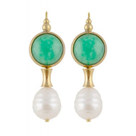 Roman earrings Faustina, aventurine and pearl