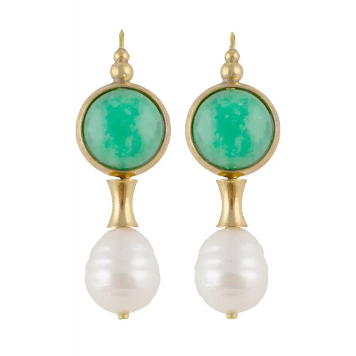Roman earrings Faustina, aventurine and pearl