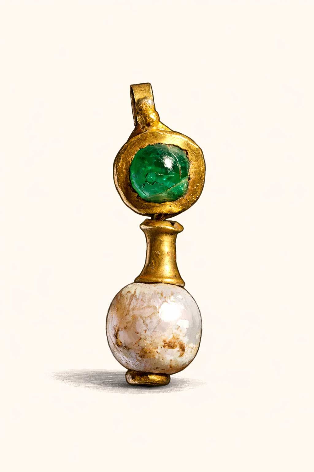 Roman earrings Faustina, aventurine and pearl