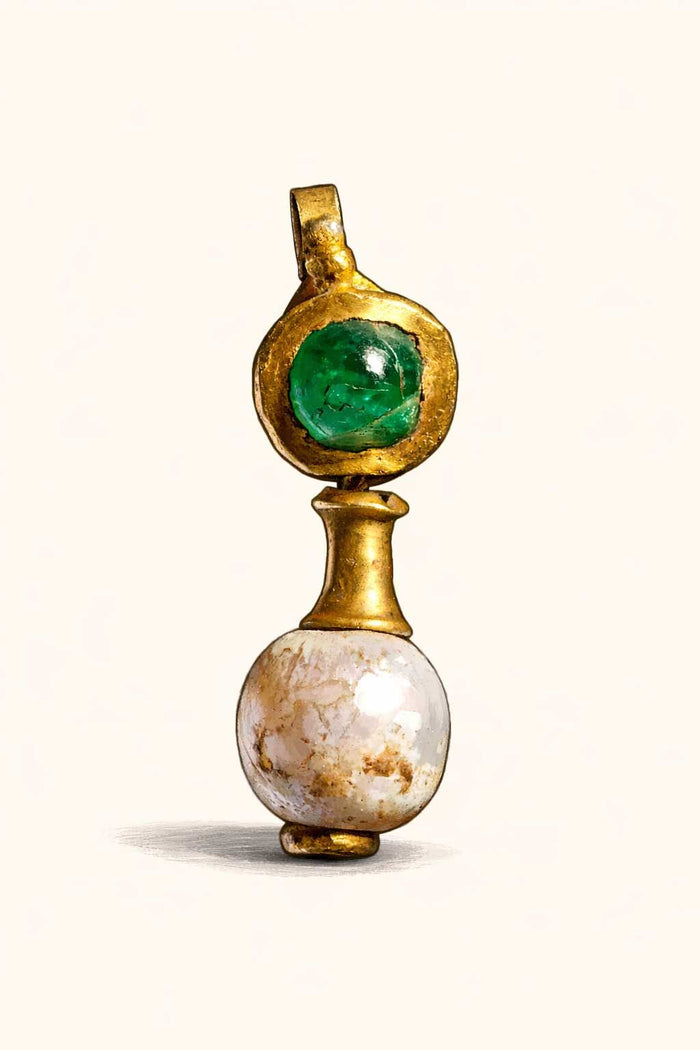 Roman earrings Faustina, aventurine and pearl