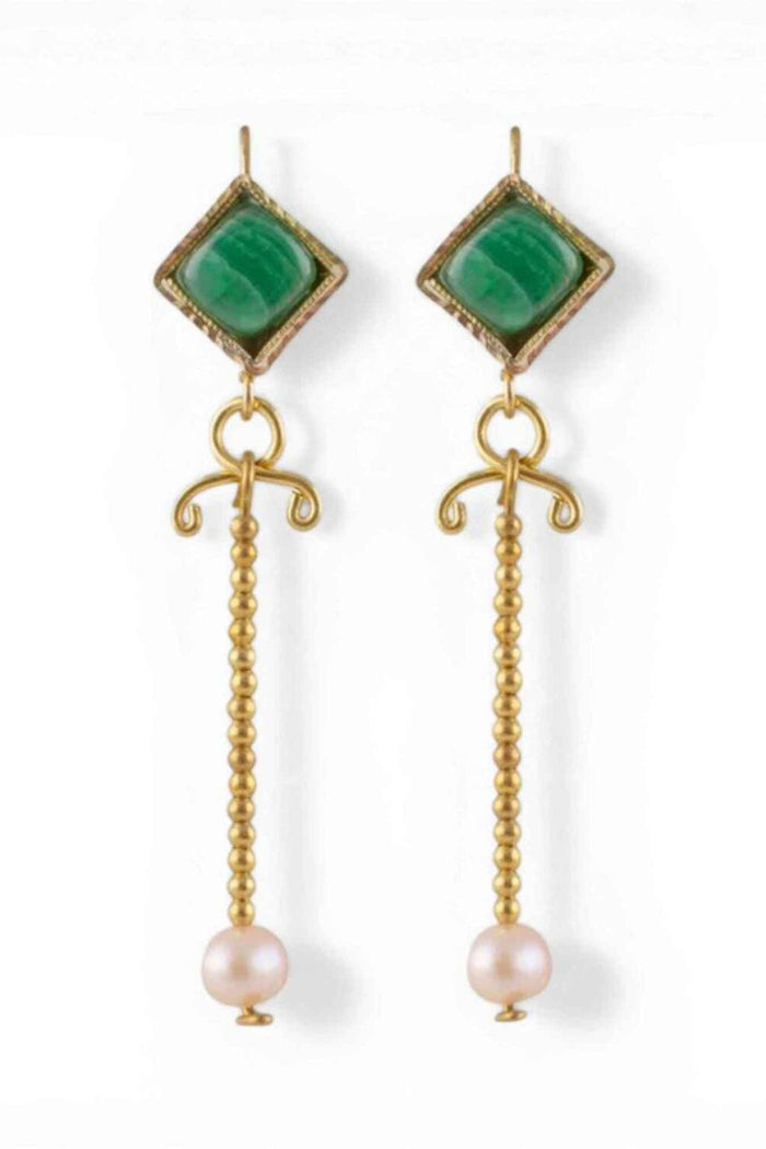 Roman earrings Lucretia, aventurine and pearl