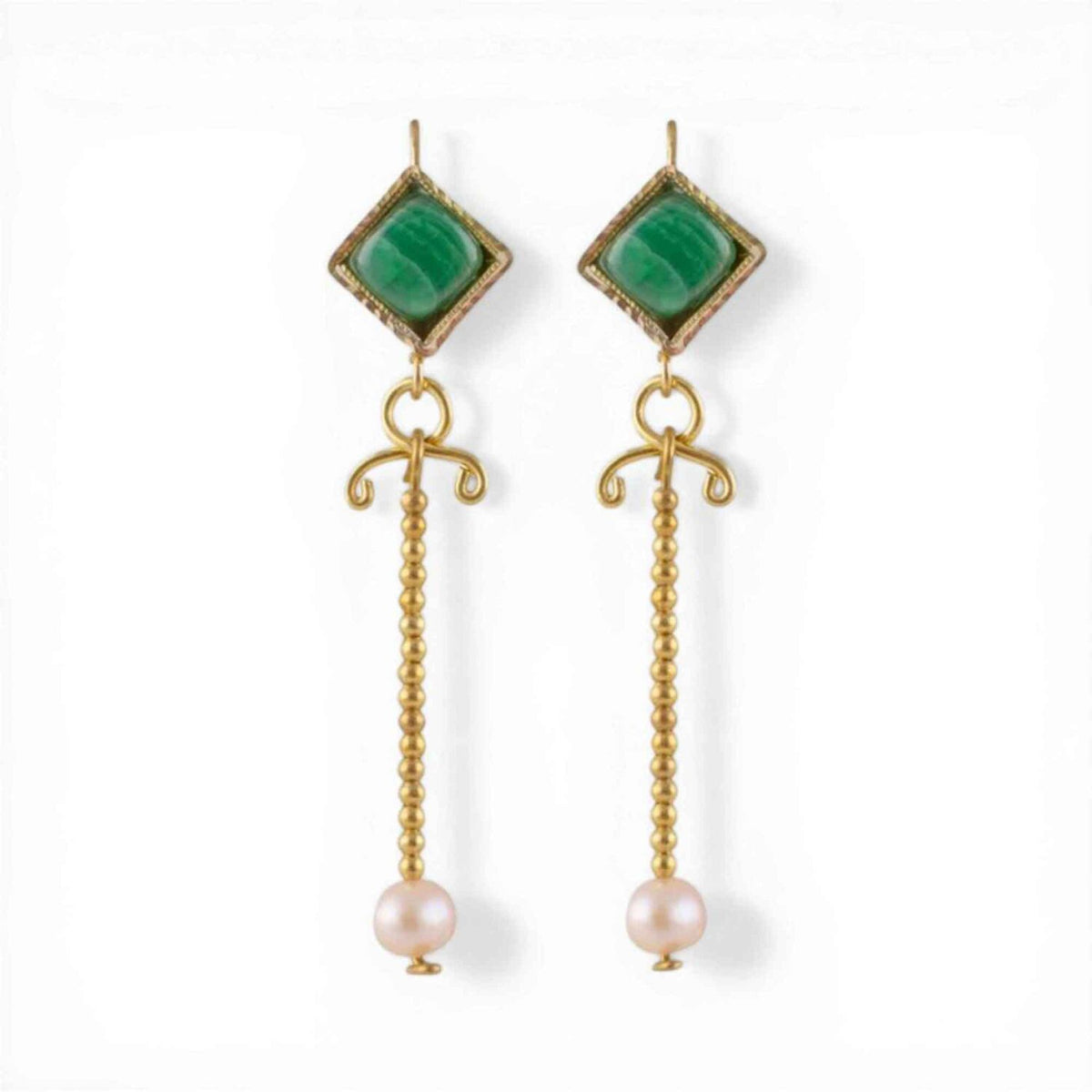 Roman earrings Lucretia, aventurine and pearl