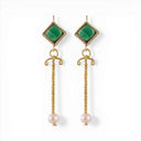 Roman earrings Lucretia, aventurine and pearl