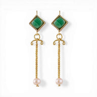Roman earrings Lucretia, aventurine and pearl